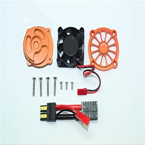GPM for TRAXXAS 1/7 Unlimited Desert Racer Aluminum Motor HEATSINK with Cooling Fan -11PC Set (Orange)