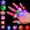 Qvatoxis Halloween Party Favors Light Up Rings 50PCS LED Rings Glowing Finger Rings Fun Toys for Kids Adults view 1
