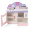 Costzon 2 in 1 Kids Play Kitchen and Cafe, Double Sided Wooden Pretend Cooking Playset with Stove, Oven, Microwave, Turnable Knobs and Storage Shelf, Simulation Cooking Toy Set for Toddlers (Pink) view 3
