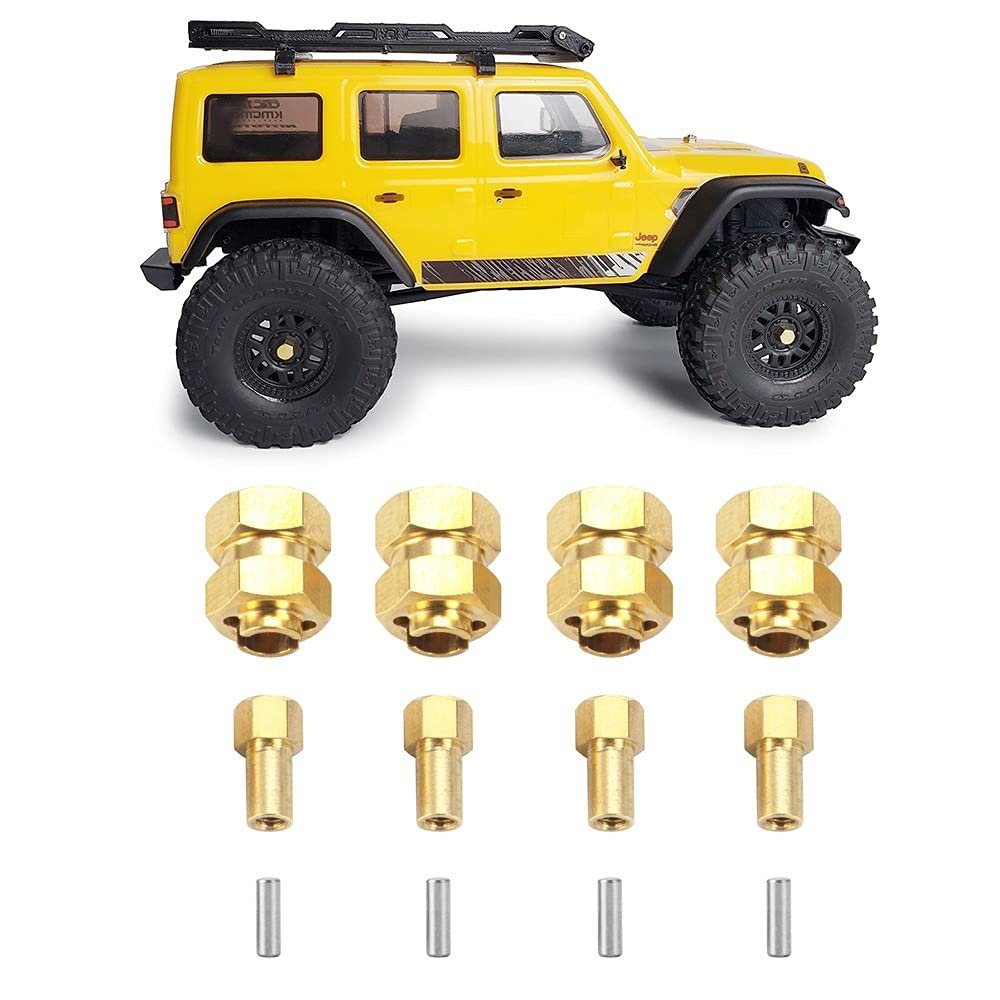 RCLIONS Brass 7mm Wheels Hex Hub 4mm Extension Hex Drive Adapter for 1/24 Axial SCX24 90081 RC Crawler Car Upgrades Accessories
