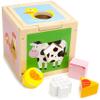 Barnyard Shape Sorter - Farm Animals Infant and Baby Activity Manipulative - Sorting Cube Encourages Motor Skills and Critical Thinking - Traditional Wooden Learning Toy for 1 Year Olds view 1
