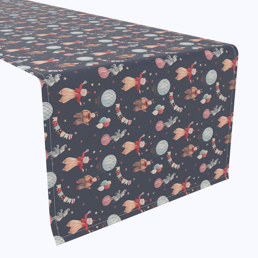 Fabric Textile Products, Machine Washable, 100% Milliken Polyester, Tablecloths, Table Runners, Napkins, & Outdoor Tablecloths, Circus Toss (14" x 108")