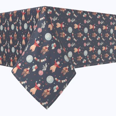 Fabric Textile Products, Machine Washable, 100% Milliken Polyester, Tablecloths, Table Runners, Napkins, & Outdoor Tablecloths, Circus Toss (60" x 120")