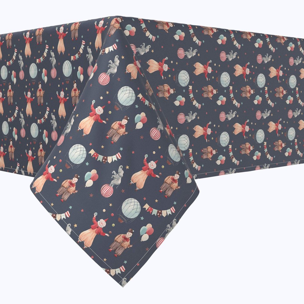 Fabric Textile Products, Machine Washable, 100% Milliken Polyester, Tablecloths, Table Runners, Napkins, & Outdoor Tablecloths, Circus Toss (60" x 120")