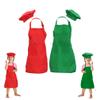 multifuns 2 Sets Green&Red Kids Apron and Chef Hat Set-Childrens Kids Apron for Girls Boys Cooking Painting Baking Wear 5-12 Ages. view 1