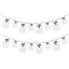 2 Pack White Glitter Halloween Ghost Garland Banner, Ghost Halloween Party Banner Decorations Indoor for Haunted Mansion Mantle Home Decor view 1