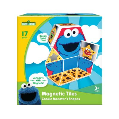 CreateOn Sesame Street Cookie Monsters Shapes Magnetic Playset, Magnetic Building Toys, STEM & Montessori Educational Toys for Ages 3+, 17 Pieces