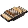 Bey-Berk Designer Chess Set, 13.5" x 13.5" Carbon Fiber and Mother of Pearl Chess Board with Drawer Storage and Weighted Felt-Bottom Pieces view 1