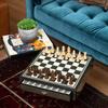 Bey-Berk Designer Chess Set, 13.5" x 13.5" Carbon Fiber and Mother of Pearl Chess Board with Drawer Storage and Weighted Felt-Bottom Pieces view 3