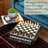 Bey-Berk Designer Chess Set, 13.5" x 13.5" Carbon Fiber and Mother of Pearl Chess Board with Drawer Storage and Weighted Felt-Bottom Pieces view 4