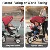 JMMD 7 in 1 Tricycle Stroller with Push Handle, Baby Trike with 360 Swivel Seat, Reclining Backrest, All-Terrain Wheels, Dual Brakes, Canopy & Storage, Gift for Kids 18 Months to 5 Years, Red view 4