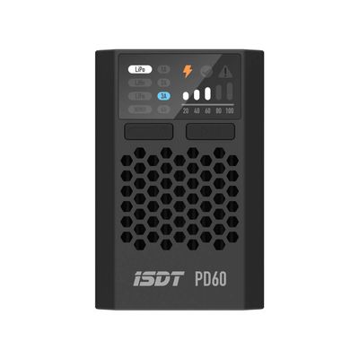 ISDT PD60S XT60 Connector 60W 6A Battery Balance Charger Type-C Input for 1-4S Lipo BatteryLife, Lilon, LiHv/Pb/NiMH Battery - XT60
