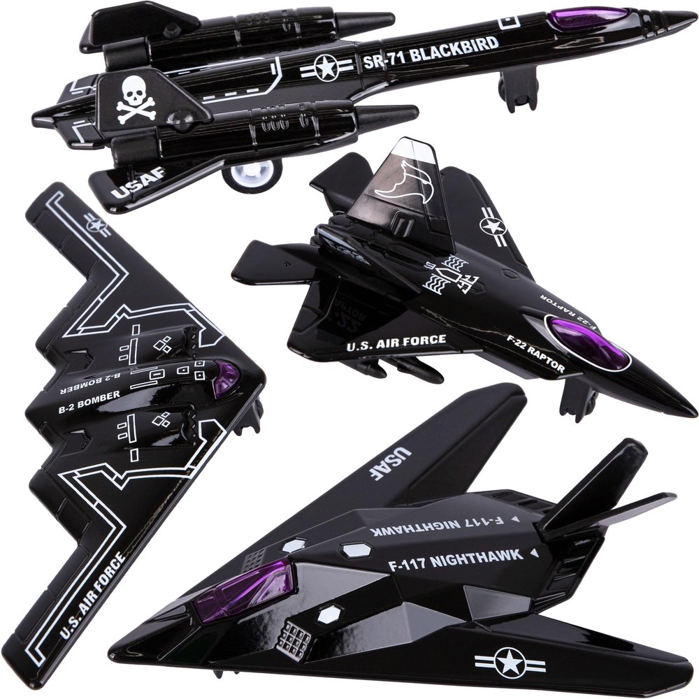 ArtCreativity Diecast Stealth Bomber Toy Jets with Pullback Mechanism, Set of 4 B-2 Spirit Bombers, Diecast Metal Jet Plane Airplane Toys, B2 Bomber Model, Military Cake Decorations, Aviation Party