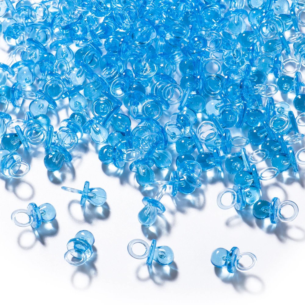 150 Mini Acrylic Pacifiers for Baby Shower Game, 0.86 Inch Bulk Chupones para Gender Reveal Party Favors Table Decoration (Blue)