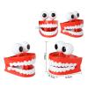 4 Pcs Wind-up Chattering Teeth Toys with Eyes, Funny Walking Babbling Teeth for Kids, Red Plastic, 2.95X2.59X2.48 Inch, Early Education Tools, Amusing Gift for Children view 2