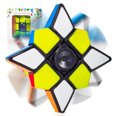 CUBIDI Star Fidget Cube Spinner 2 in 1 Toy, 1x3x3 Magic Speed Cube for Adults, Teens and Kids, Handheld, Lightweight, Durable for Anti-Stress Sensory, Desk Toy, Ideal as Travel Fidgeting, Spinner Toy