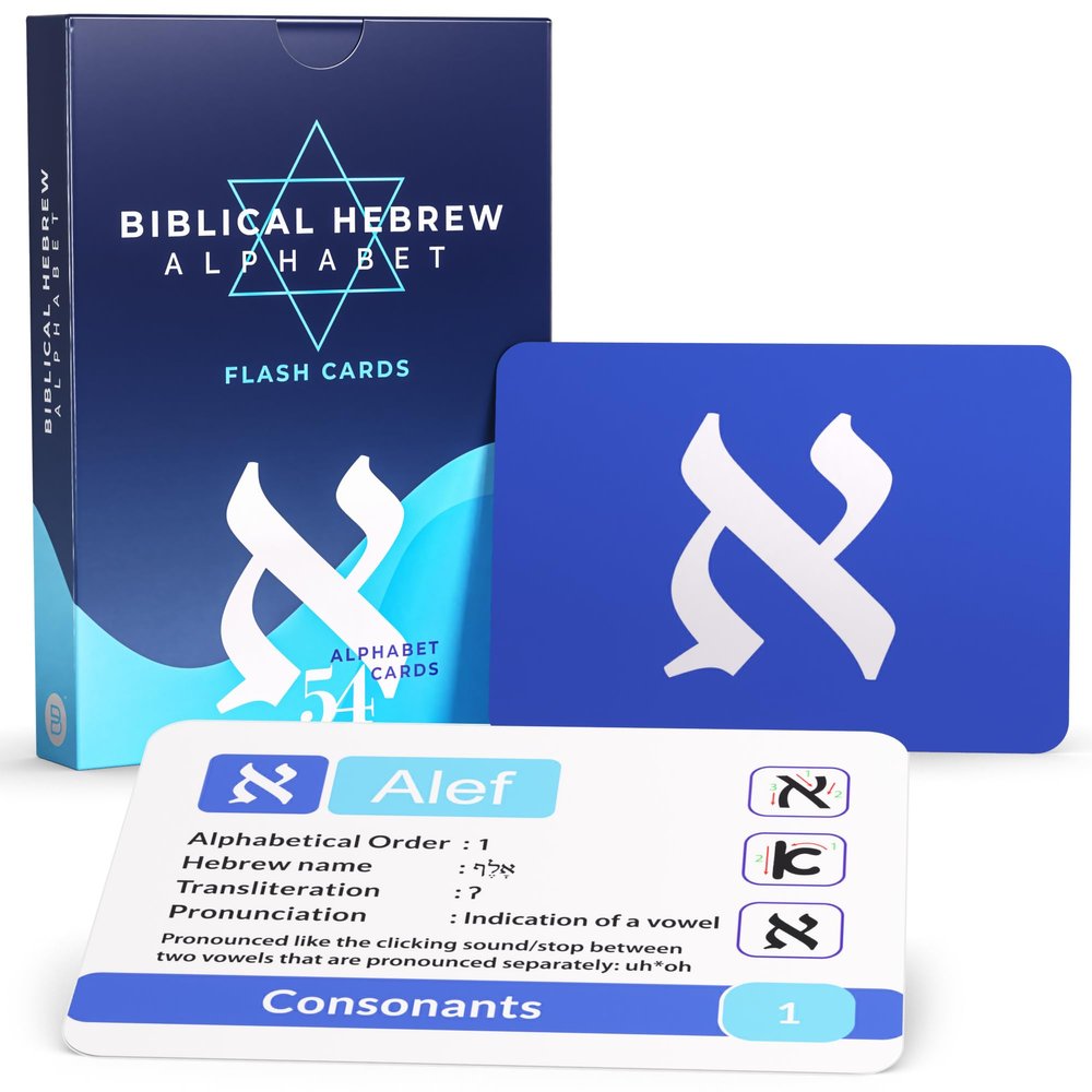 Biblical Hebrew Alphabet Flash Cards 54 Alef-Bet Letters with Transliteration & Pronunciation Educational Language Learning Tool for Students & Adults Briston Hebrew Edition