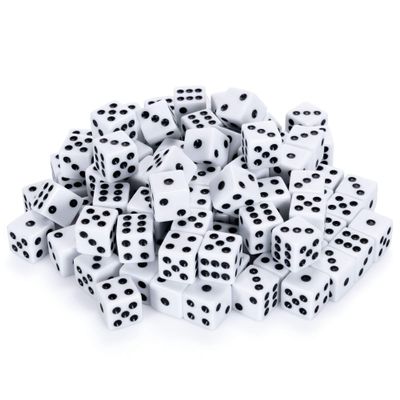 Brybelly Bulk Dice for Board Games, Casino Games & Tabletop RPGs - D6 Standard 16mm Game Dice Pack - White, 100 Count