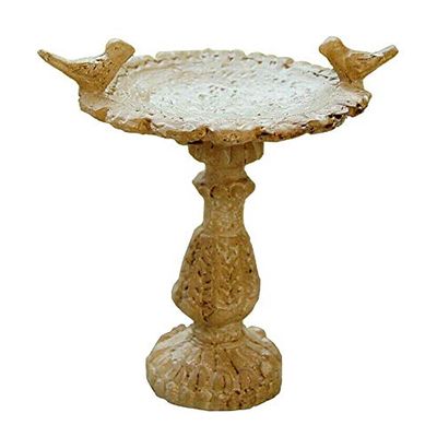 EatingBiting 1:12 Scales Dollhouse Miniature Birdbath Garden Outdoor Center Foutain 2 Birds Resin Fairy Garden Furniture Resin Vintage Bird Bath Fountain for Home Decor Ornaments