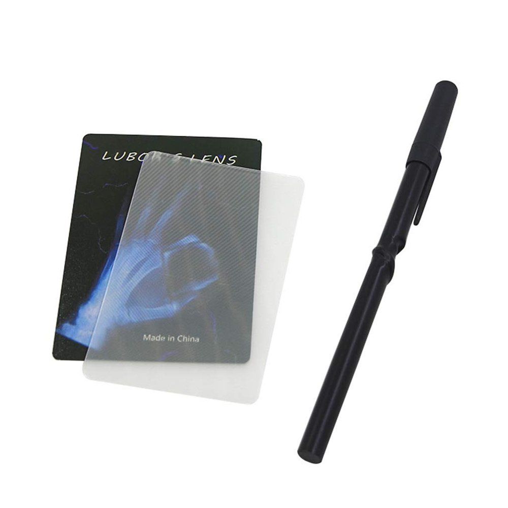 Q-XIAOKEAI,LUBORS Lens Card and Pen Perspective Distortion Close Up Street Magic Tricks Kids Toy Tricky Gimmick Easy to Do for Beginner