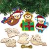 Baker Ross AX522 Christmas Sloths Wooden Decorations - Pack of 12, Christmas Decorations for Kids to Decorate and Display, Ideal Kids Arts and Crafts Project view 1