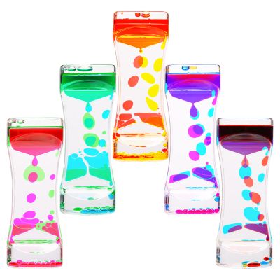Liquid Motion Bubbler,CAILINK 5 Pack Stress Management Sensory Toys, Relief Fidget Water Timers,Relaxing Liquid Bubbler,Office Home Colorful Hourglass Desk Decor