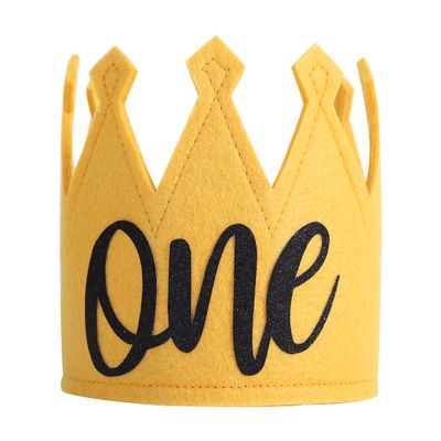 Yellow First Birthday Party Crown - Wild One Theme, Birthday Supplies