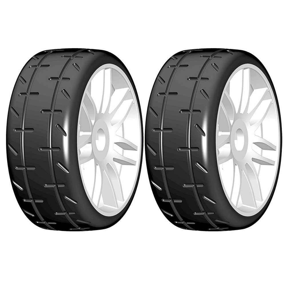 GRP GTH01-R1 1:8 GT T01 REVO R1 Rain Belted Tire w/White Wheel (2)