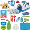 34-Piece Kids Pretend Vet Playset, Veterinarian Role Play Doctor Toy Kit with Plush Dog & Cat, Pet Care Grooming Set with Carrier & Medical Tools view 1