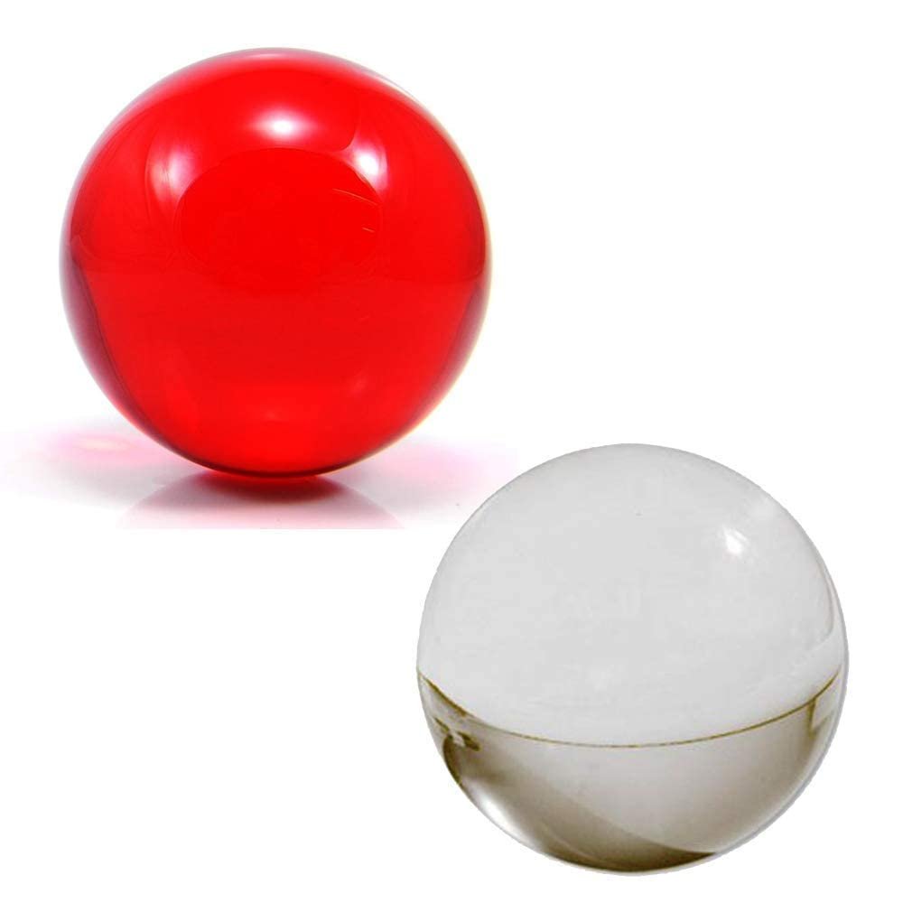 Bundled Set in Ruby Red and Clear of DSJUGGLING Acrylic Contact Juggling Ball - Approx. 3" - 75mm