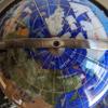 Limited Edition! Unique Art Since 1996 Blue Pearl Swirl Table Top Gemstone World Globe with Silver Zinc Alloy Stand (220MM/9 INCHES 4 LEG/BLUE PEARL OCEAN) view 3