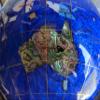 Limited Edition! Unique Art Since 1996 Blue Pearl Swirl Table Top Gemstone World Globe with Silver Zinc Alloy Stand (220MM/9 INCHES 4 LEG/BLUE PEARL OCEAN) view 4