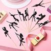 60 Piece Cupcake Topper Picks Dancing Girl Silhouette Cake Topper Toothpick for Party Birthday Cake Decoration Bride Groom Bridal Women Men Boy Girl view 2