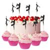 60 Piece Cupcake Topper Picks Dancing Girl Silhouette Cake Topper Toothpick for Party Birthday Cake Decoration Bride Groom Bridal Women Men Boy Girl view 3