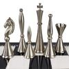 Brass Metal Modern Art Deco Staunton Chess Set with 17 inch High Gloss Black and White Storage Board view 3