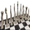 Brass Metal Modern Art Deco Staunton Chess Set with 17 inch High Gloss Black and White Storage Board view 4