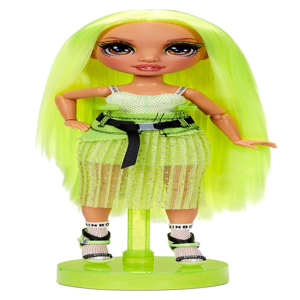 Rainbow High Karma Nichols Neon Green Fashion Doll with 2 Doll Outfits to Mix & Match and Doll Accessories, Great Gift for Kids 6-12 Years Old