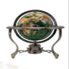 Unique Art 10-Inch Tall Table Top Green Crystal and Pearl Ocean Gemstone World Globe with Silver Tripod Stand (150 GT GREEN CRY SILVER) view 1