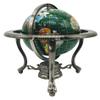 Unique Art 10-Inch Tall Table Top Green Crystal and Pearl Ocean Gemstone World Globe with Silver Tripod Stand (150 GT GREEN CRY SILVER) view 2