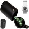 Cyber-Deals Set of 16mm Marbleized Dice and Black PU Leather, Velvet Lined Dice Cup with Storage Compartment (Gift Boxed) (Green Dice, Black Lining Cup) view 1