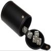 Cyber-Deals Set of 16mm Transparent Dice and Black PU Leather, Black Velvet Lined Dice Cup with Storage Compartment (Gift Boxed) (Clear Glitter) view 1