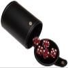 Cyber-Deals Set of 16mm Transparent Dice and Black PU Leather, Black Velvet Lined Dice Cup with Storage Compartment (Gift Boxed) (Purple Glitter) view 1