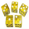 Cyber-Deals Set of 16mm Transparent Dice and Black PU Leather, Black Velvet Lined Dice Cup with Storage Compartment (Gift Boxed) (Yellow) view 2