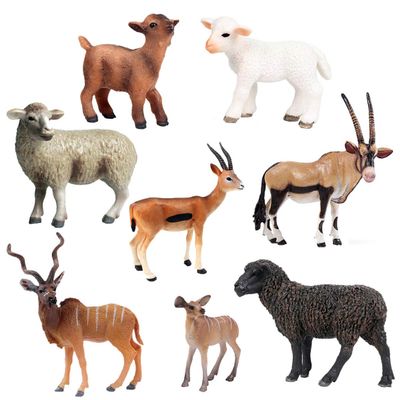 Flormoon Animal Figures 8 pcs Realistic Plastic Sheep Figurines Set Includes Black Lamb, Pronghorn Antelope etc. Science Project, Learning Educational Toys, Birthday Gift for Kids Toddlers