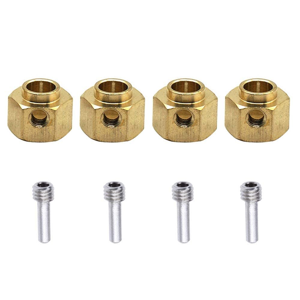 kingsea 4Pcs Brass Weight 8mm Widen 12mm Hex Wheel Hubs Adapters Compatible with TRX4 1/10 RC Crawler (8mm)
