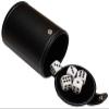 Set (5) 16mm Dice Rounded Corners (White) + PU Leather Black Velvet Lined Dice Cup with Storage Compartment (Gift Boxed) view 1