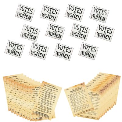 12 Suffrage Hand Signs, 12 Ea. 2 Suffragist Handbills. Bulk Pack Suffragette Accessories Party/Education Set