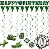14 Pieces Army Birthday Party Decorations Camouflage Banner Supplies Camo Birthday Hanging Swirl Decor Banner for Military Theme Birthday Party view 1