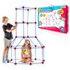 Power Your Fun Fun Forts Kids Tent - 81 Pack Fort Building STEM Toys Kit, Construction Toys Play Tent Indoor and Outdoor Playhouse for Kids with 53 Rods and 28 Spheres (Red, Blue) view 1