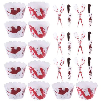 12sets Halloween Cake Insert Cards Handprint Cupcake Rim Decor for Spooky Parties Food-grade Material Premium Design for Cakes and Treats